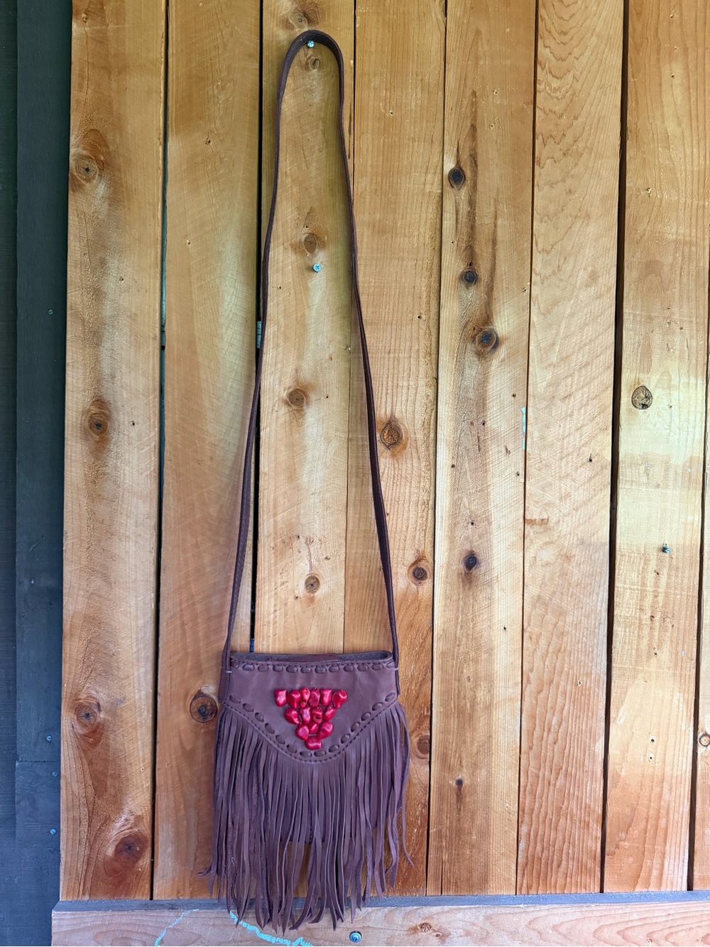 Lucky Brand Fringe Crossbody Bag with Bead Accent - Brown